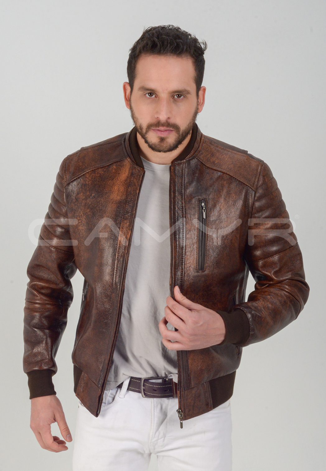 A. CHAQUETA BOMBER DE CUERO OVEJO H307 - camyr