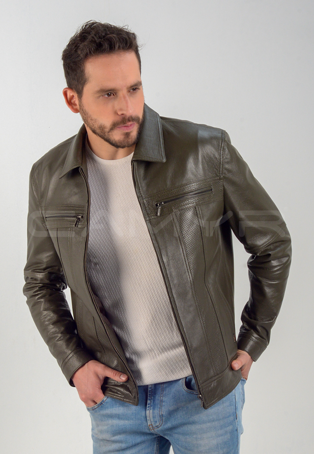 Chaqueta de cuero para hombre