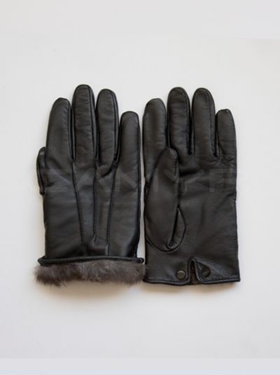 GUANTES DE CUERO SENCILLO CON PIEL PARA HOMBRE