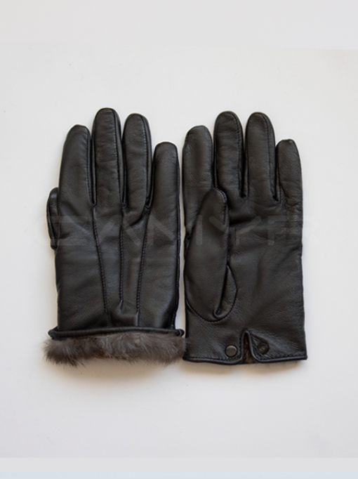 GUANTES DE CUERO SENCILLO CON PIEL PARA HOMBRE