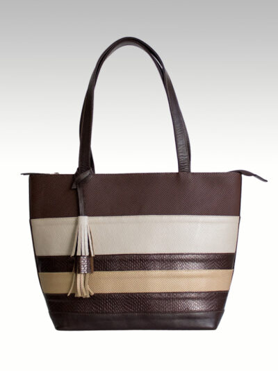 Bolso Tote a Rayas de Cuero - Estilo Bicolor Versátil - CAMYR