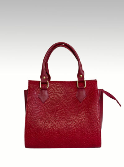 Bolso Mediano de Mano Rojo con Textura de Piel - Estructurado - CAMYR