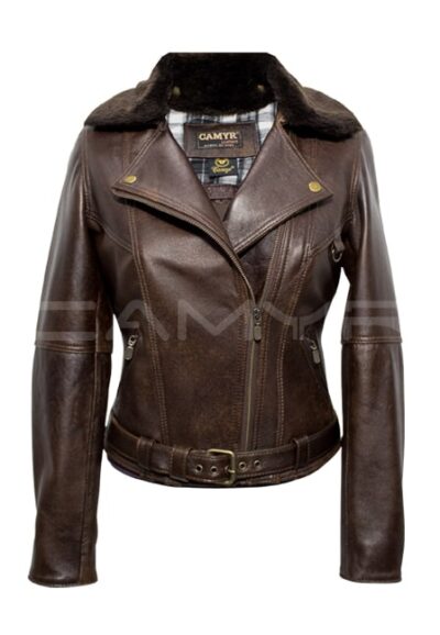 Chaqueta Biker en Cuero Ovejo con Cuello desmontable - Camyr M442