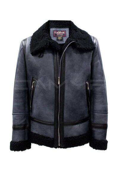 Chaqueta Aviador de Cuero para Hombre CAMYR Gris London- H397