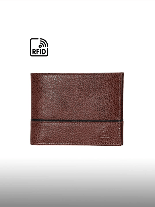 Billetera de Cuero para Hombre con Protección RFID HL404 Cedro