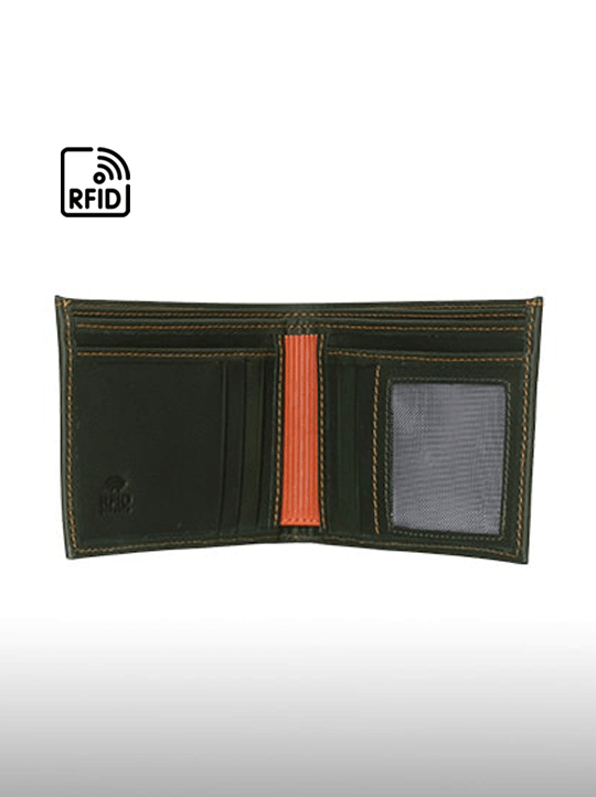 Billetera de Cuero para Hombre con protección RFID HA805 Verde - Imagen 2