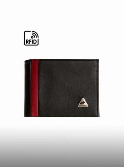 Billetera de Cuero para Hombre con Protección RFID HN401 negro y rojo