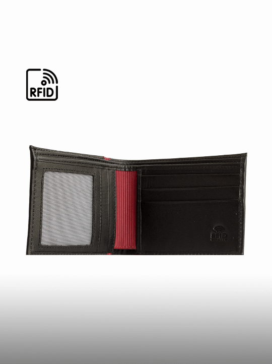 Billetera de Cuero para Hombre con Protección RFID HN401 negro y rojo - Imagen 3